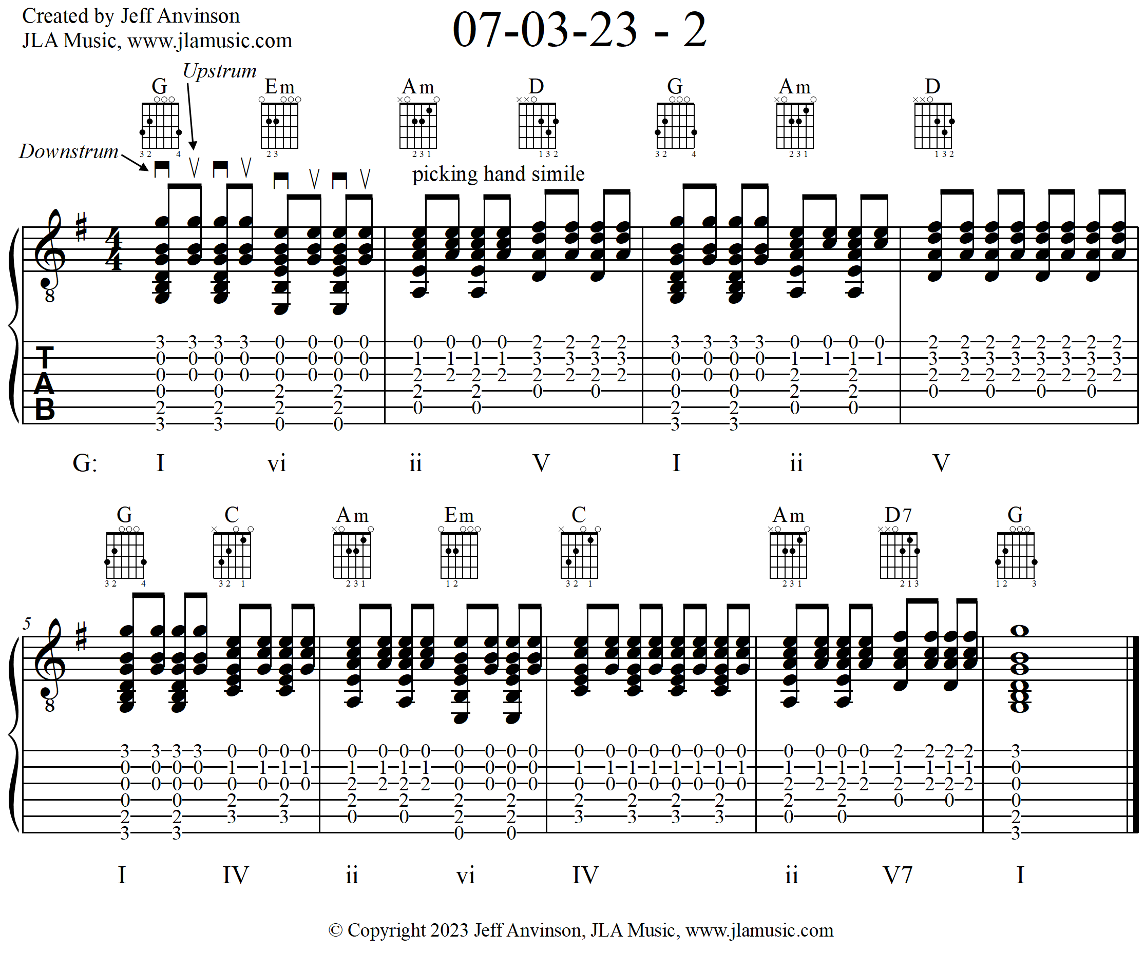 strum rhythm 2 copyright 2023 Jeff Anvinson JLA Music www.jlamusic.com www.guitar-etc.com